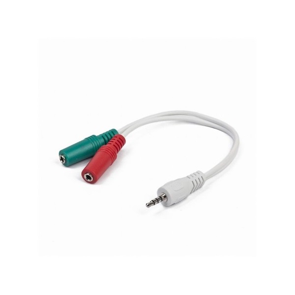 Gembird Jack stereo 3,5mm (4pin) -> 2db Jack stereo 3,5mm M/F adapter 0.15m fehér