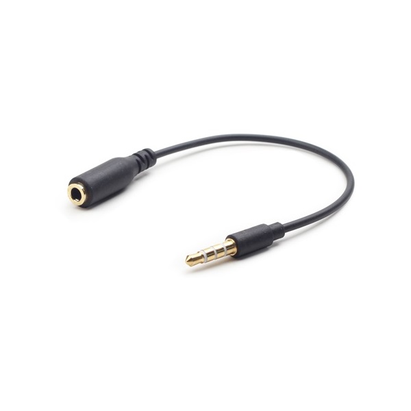 Gembird Jack stereo 3,5mm (4pin) M/F adapter 0.18m cross-over fekete