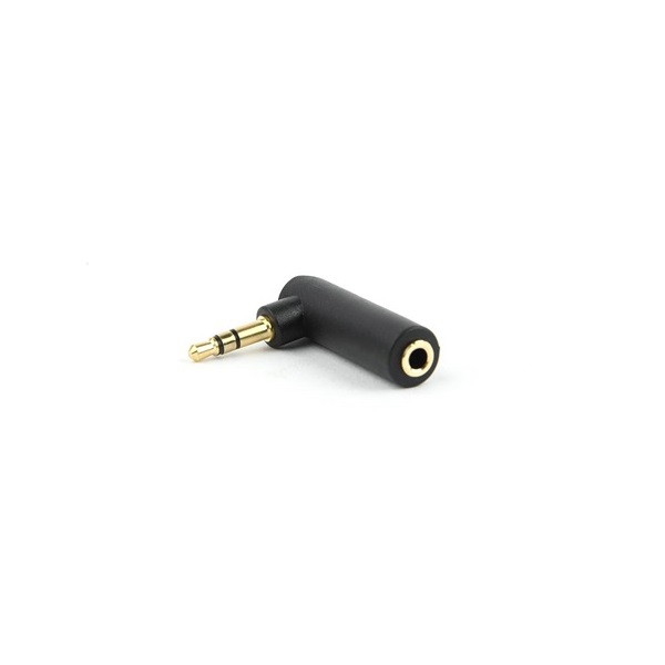 Gembird Jack stereo 3,5mm M/F adapter fekete 90°