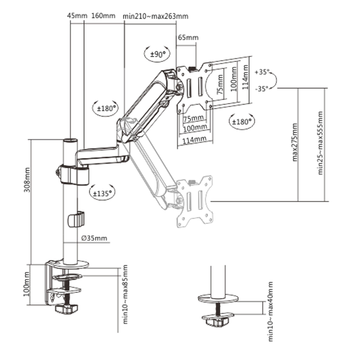 Gembird MA-DA1P-01 17"-32" egykaros asztali monitor tartó konzol