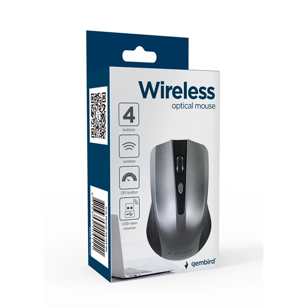 Gembird MUSW-4B-04-BG optikai vezeték nélküli egér fekete-szürke