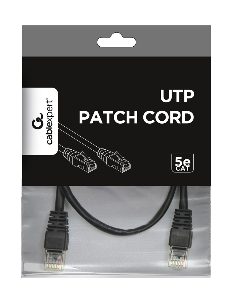Gembird PP12-1M/BK 1m RJ45 CAT5e UTP M/M fekete kábel