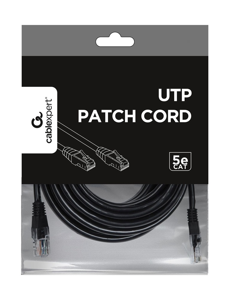 Gembird PP12-5M/BK 5m RJ45 CAT5e UTP M/M fekete kábel