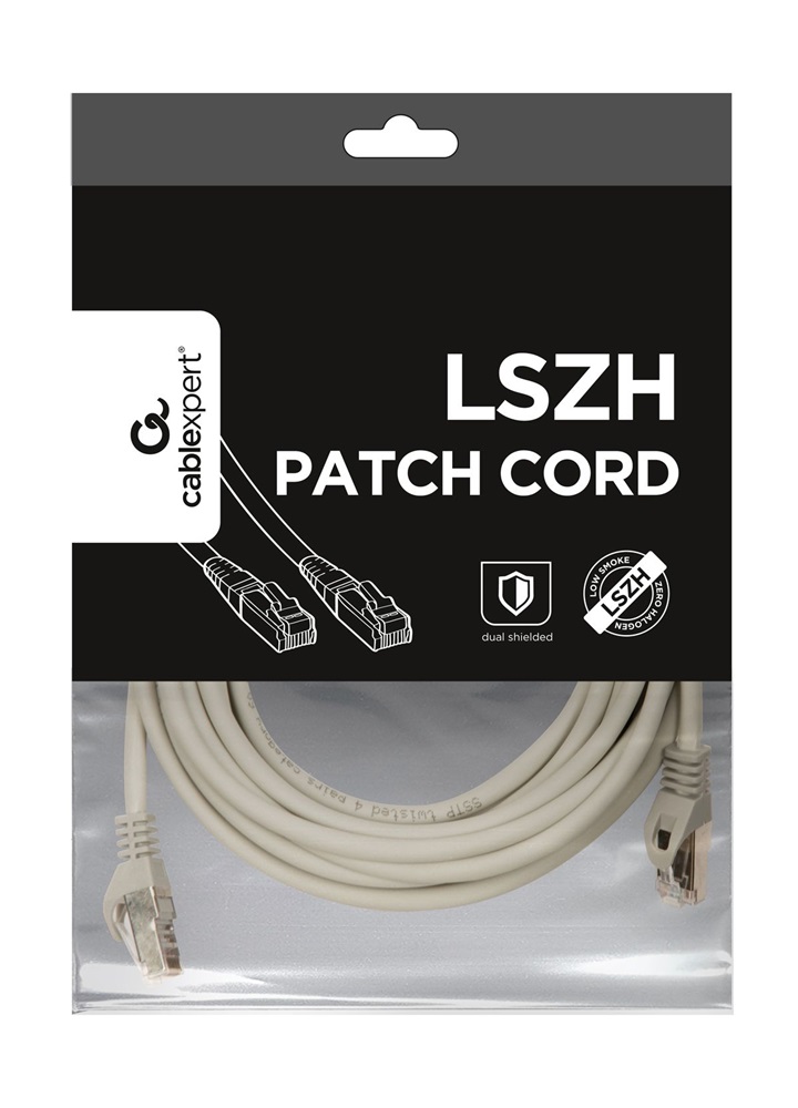 Gembird PP6A-LSZHCU-5M 5m RJ45 CAT6A S/FTP - RJ45 CAT6A S/FTP M/M szürke patch kábel