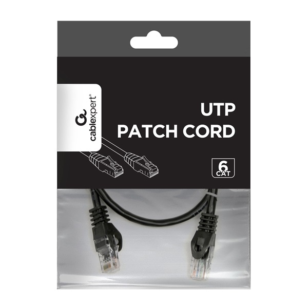 Gembird PP6U-0.5M/BK 0,5m RJ45 CAT6 UTP - RJ45 CAT6 UTP M/M fekete kábel