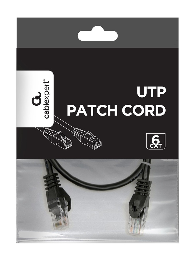 Gembird PP6U-0.5M/BK 0,5m RJ45 CAT6 UTP - RJ45 CAT6 UTP M/M fekete kábel