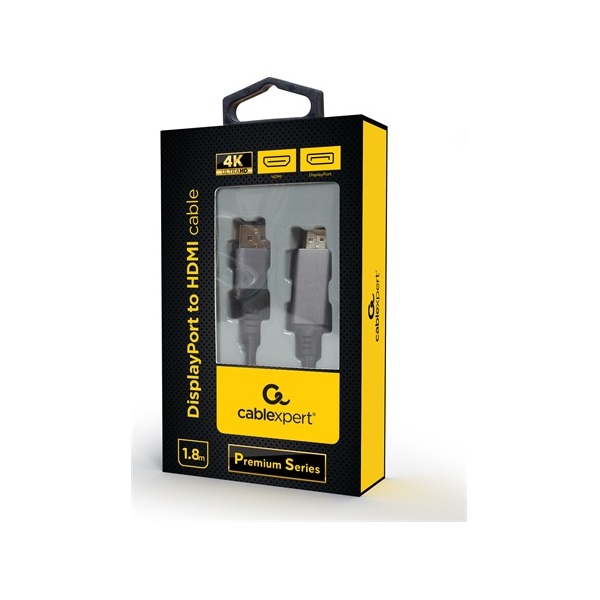 Gembird Premium DisplayPort 1.2 -> HDMI 2.0 M/M video kábel 1.8m fekete