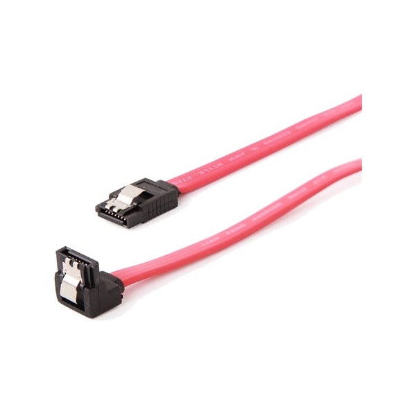 Gembird SATA 3 F/F adatkábel 0.3m piros egyenes/90° le, metal clips