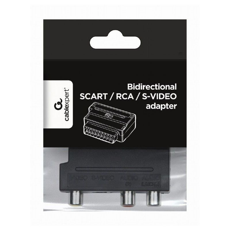 Gembird Scart -> 3db RCA S-Video M/F adapter fekete