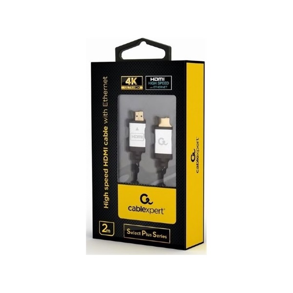 Gembird Select Plus HDMI 2.0 Ethernet -> HDMI 2.0 Ethernet M/M video kábel 2m fekete-szürke