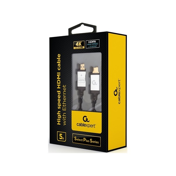 Gembird Select Plus HDMI 2.0 Ethernet -> HDMI 2.0 Ethernet M/M video kábel 5m fekete-szürke