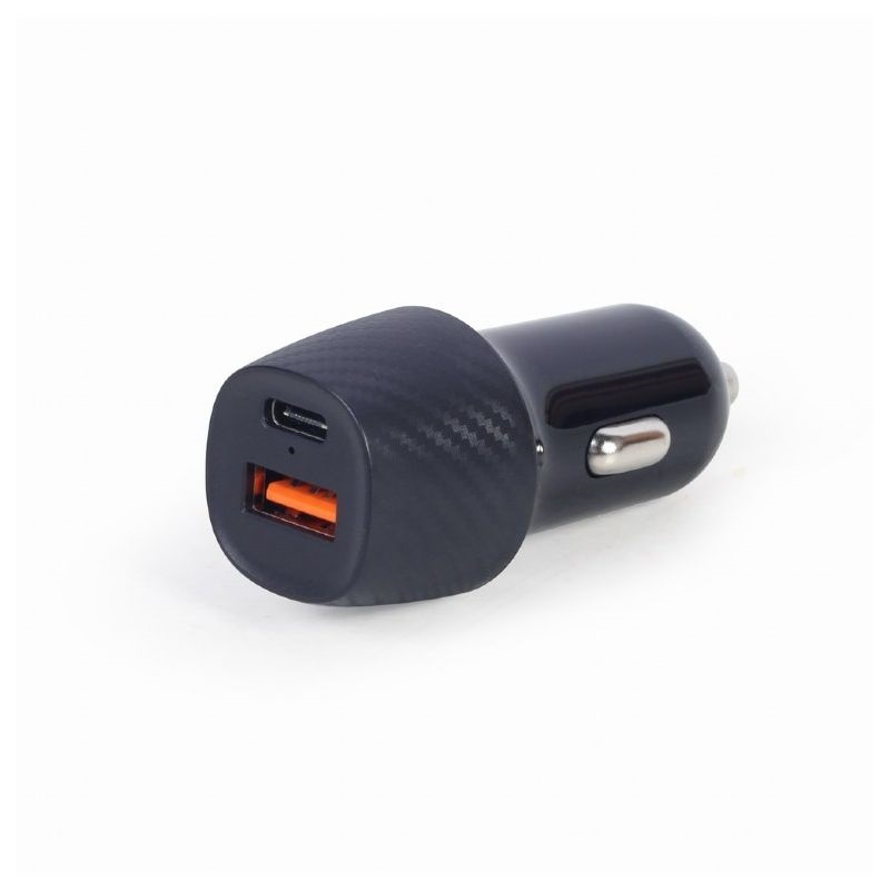 Gembird TA-U2QC3-CAR-02 18W USB A/USB C PD fekete autós gyorstöltő