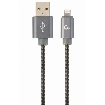Gembird USB 2.0 A -> Lightning M/M adatkábel 1m szürke Premium spiral metal