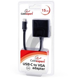 Gembird USB C -> VGA M/F adapter 0.2m fekete