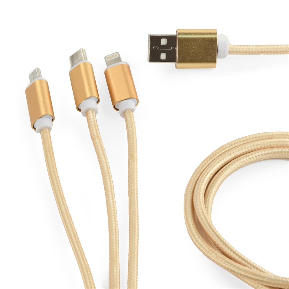 Gembird USB charging combo 3-in-1 cable, gold, 1m