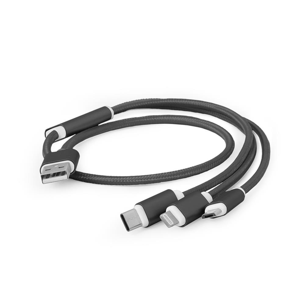 Gembird USB charging combo 3-in-1 cable, black, 1m