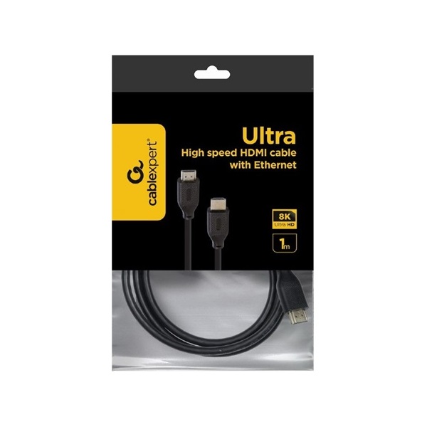 Gembird Ultra High-speed HDMI 2.1 Ethernet - HDMI 2.1 Ethernet M/M video kábel 1m fekete