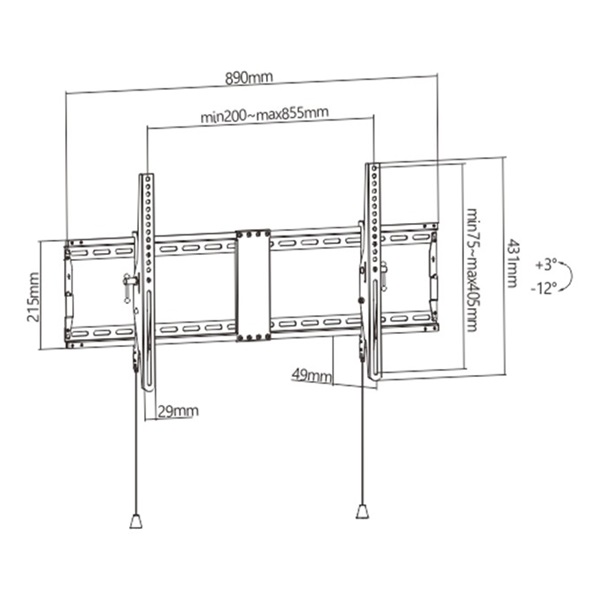 Gembird WM-90T-01 43"-90" fekete fali monitor/TV konzol