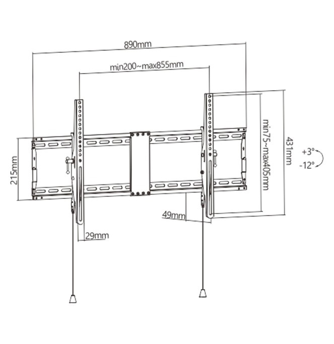 Gembird WM-90T-01 43"-90" fekete fali monitor/TV konzol