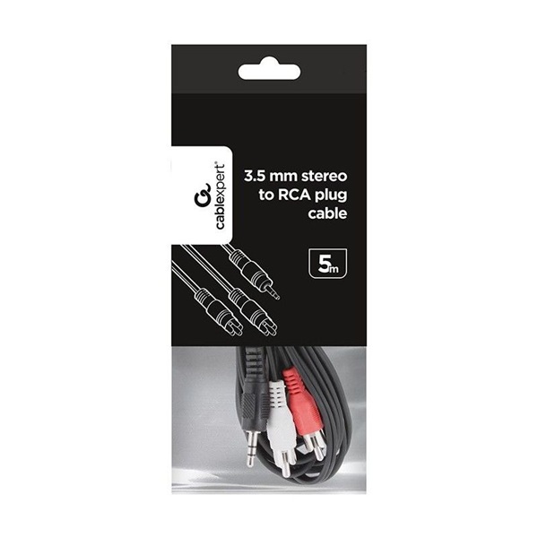 Gembird audio kábel Jack 3.5mm apa/2x RCA (CINCH) apa, 5m