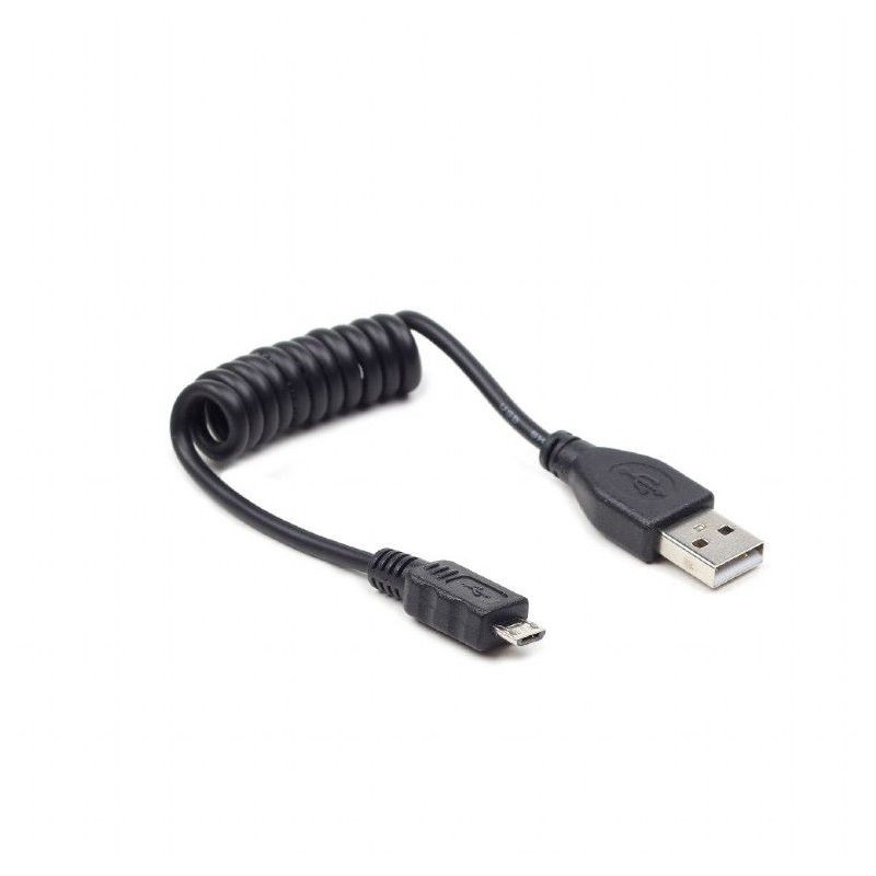 Gembird micro USB cable 2.0 coiled cable black 0.6m