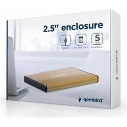 Gembird szálcsiszolt alumínium 2.5" SATA3 USB3.0 külső ház arany