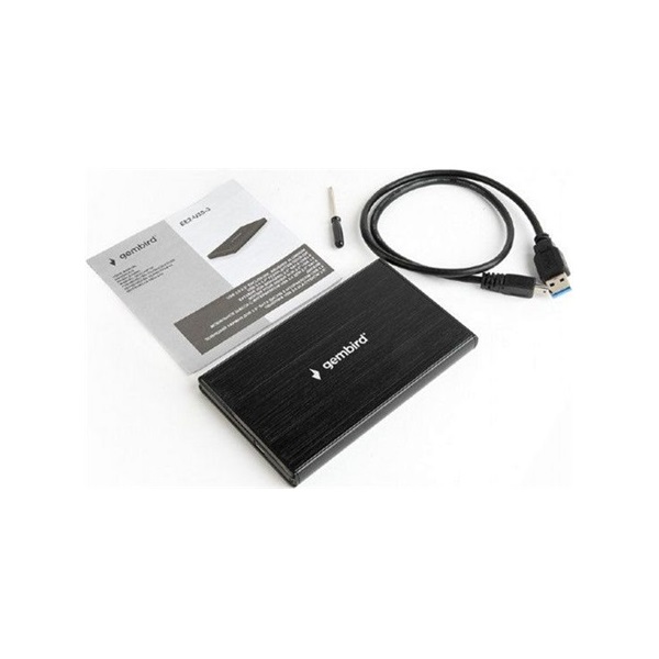 Gembird szálcsiszolt alumínium 2.5" SATA3 USB3.0 külső ház fekete