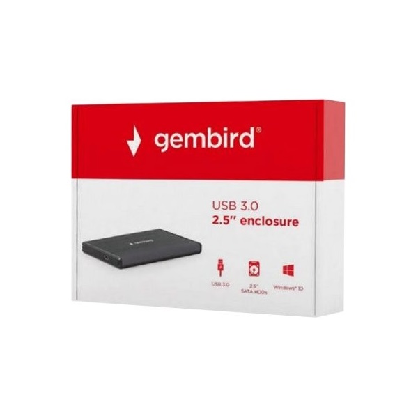 Gembird szálcsiszolt alumínium 2.5" SATA3 USB3.0 külső ház fekete