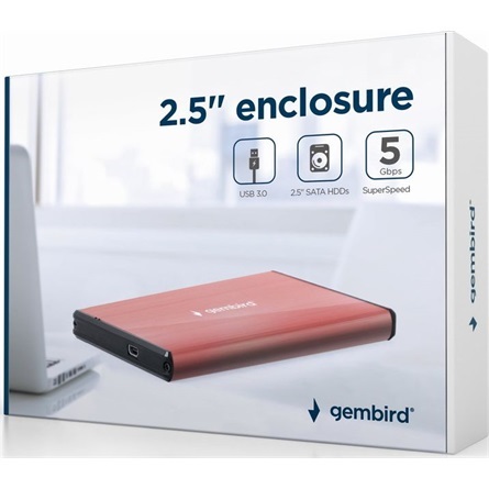 Gembird szálcsiszolt alumínium 2.5" SATA3 USB3.0 külső ház rózsaszín