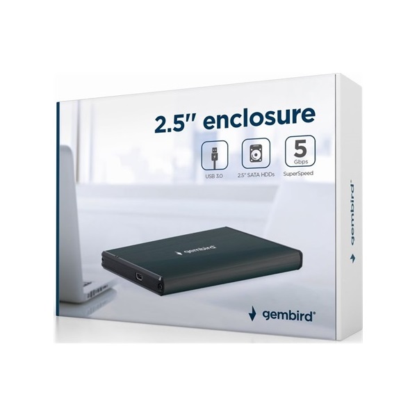 Gembird szálcsiszolt alumínium 2.5" SATA3 USB3.0 külső ház zöld