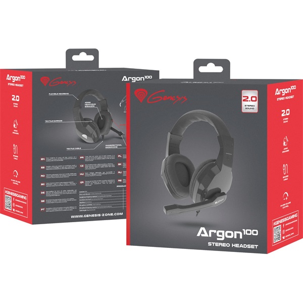 Genesis NSG-1434 Argon 100 fekete gamer headset