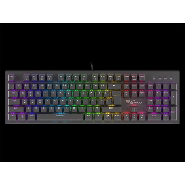 Genesis NKG-0945 Thor 300 TKL mechanikus gaming billentyűzet, US, zöld világítással, Blue switch