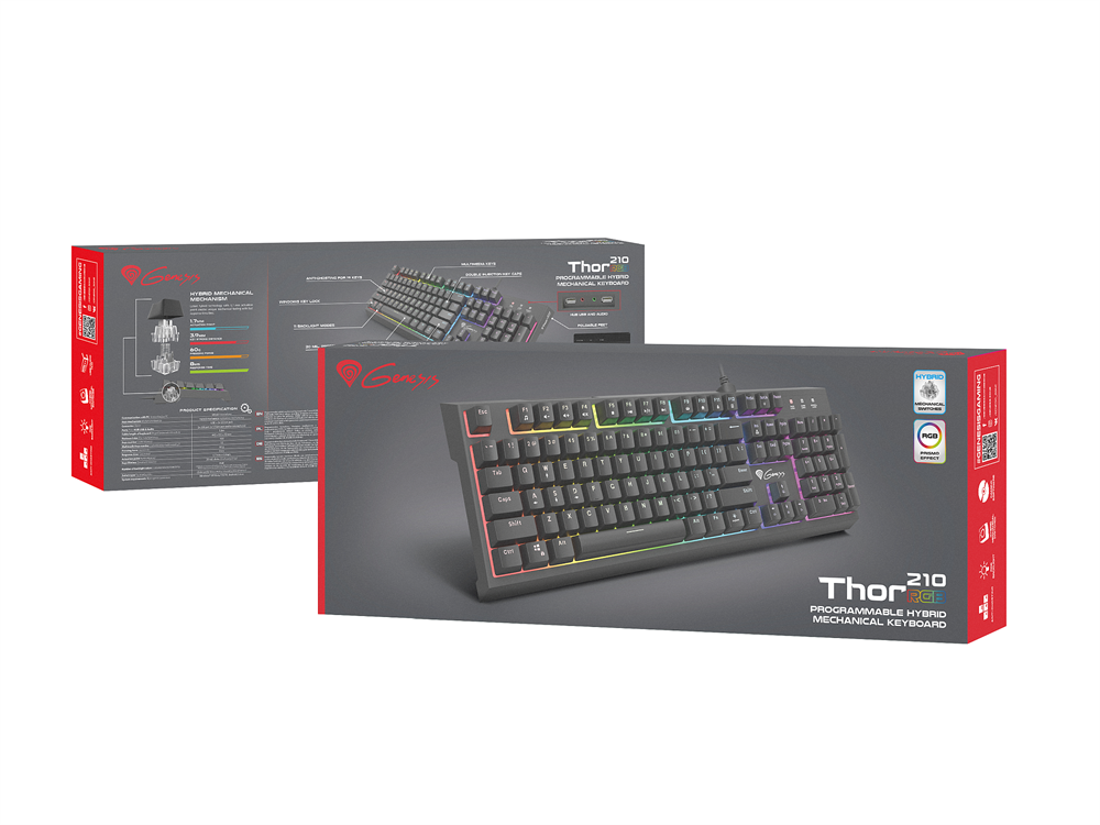 Genesis NKG-1645 Thor 210 RGB Gamer billentyuzet, US kiosztás