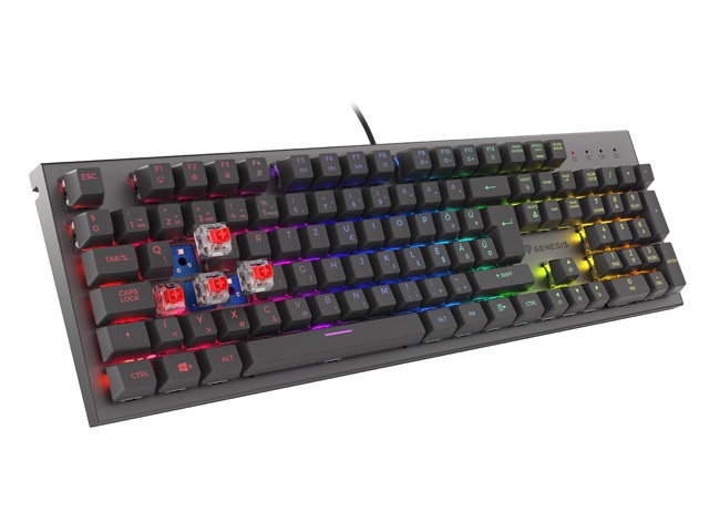Genesis NKG-1878 Thor 303 mechanikus gaming billentyűzet, HU, RGB világítással, Red switch