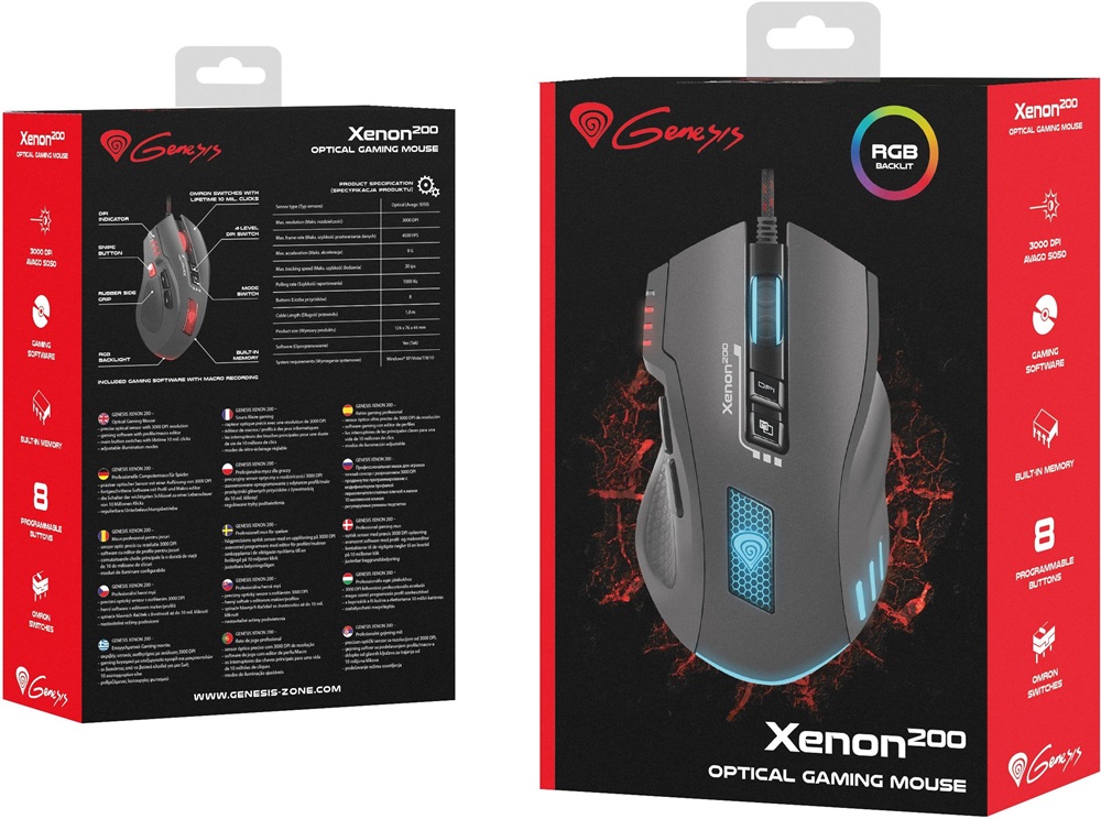 Genesis NMG-0880 Xenon 200 3200dpi fekete gamer egér