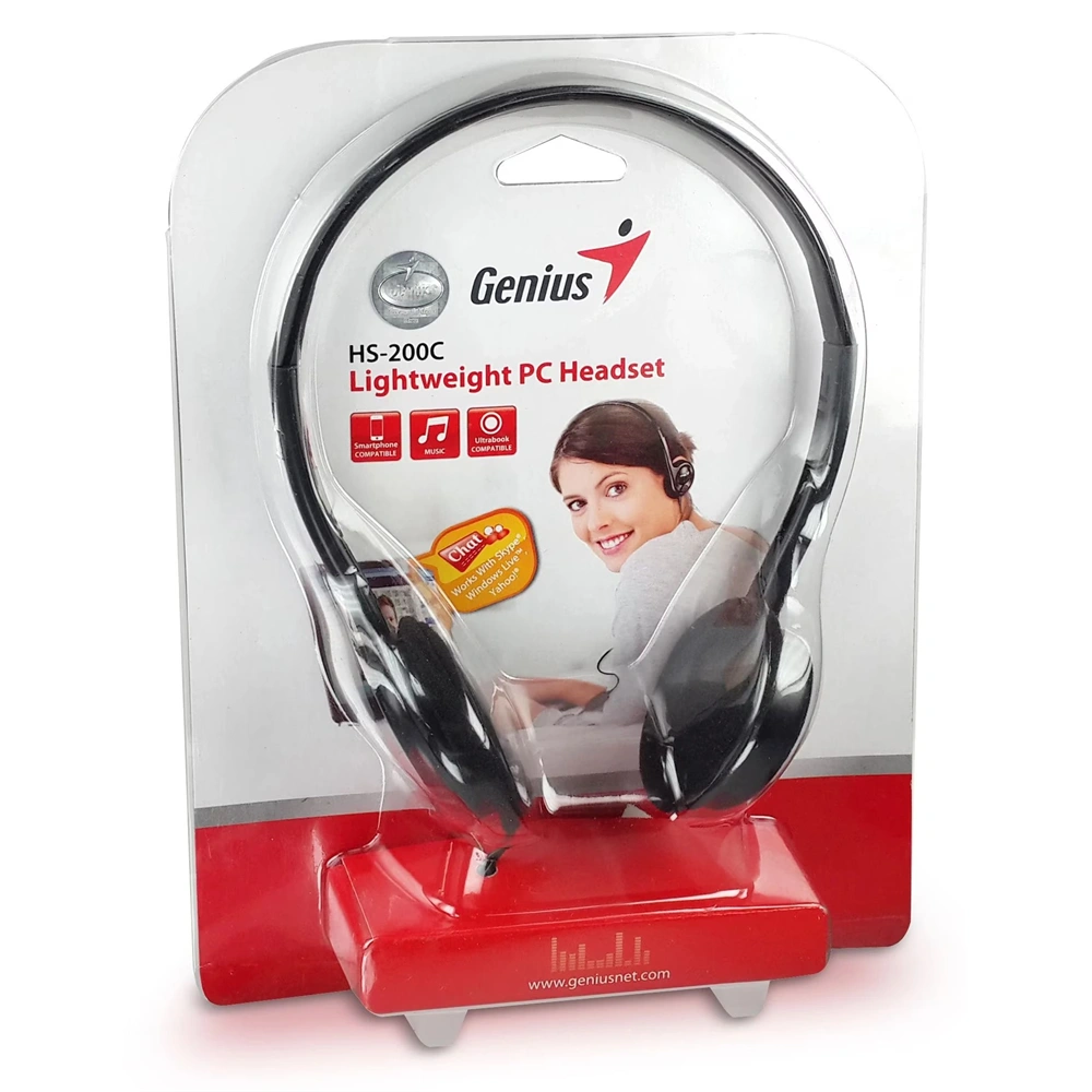 Genius HS-200C dual jack fekete headset