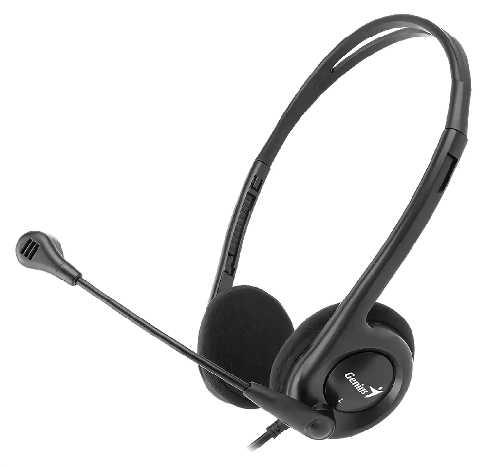 Genius HS-200C dual jack fekete headset + single jack átalakító