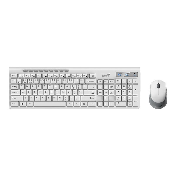 Genius SlimStar 8230 Magyar vezeték nélküli fehér BT + 2.4G szett Copilot billentyűzettel és csendes egérrel
