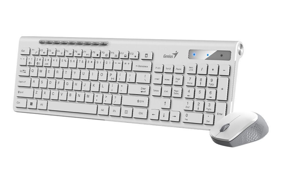 Genius SlimStar 8230 Magyar vezeték nélküli fehér BT + 2.4G szett Copilot billentyűzettel és csendes egérrel