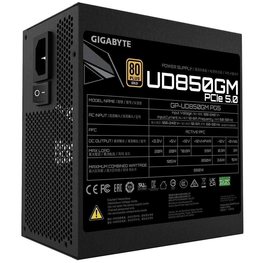 GIGABYTE 850W 80+ Gold moduláris tápegység
