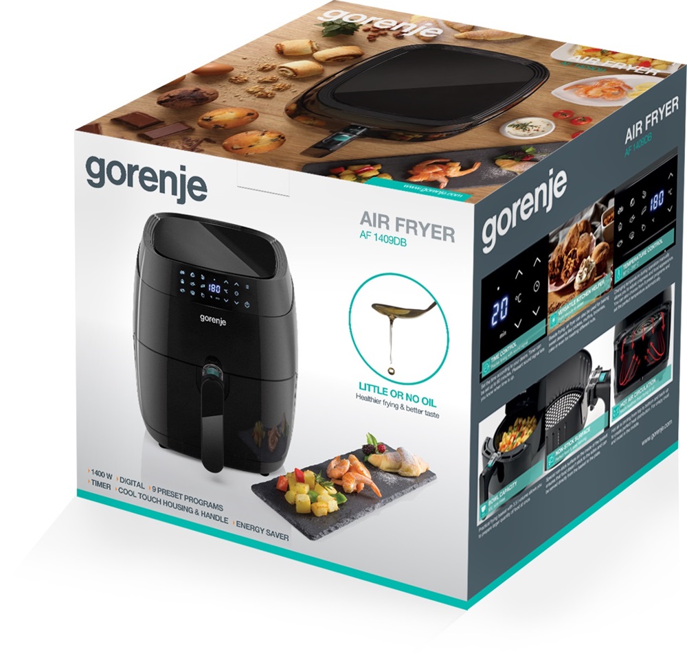 Gorenje AF1409DB fekete 3,5 L forrólevegős sütő