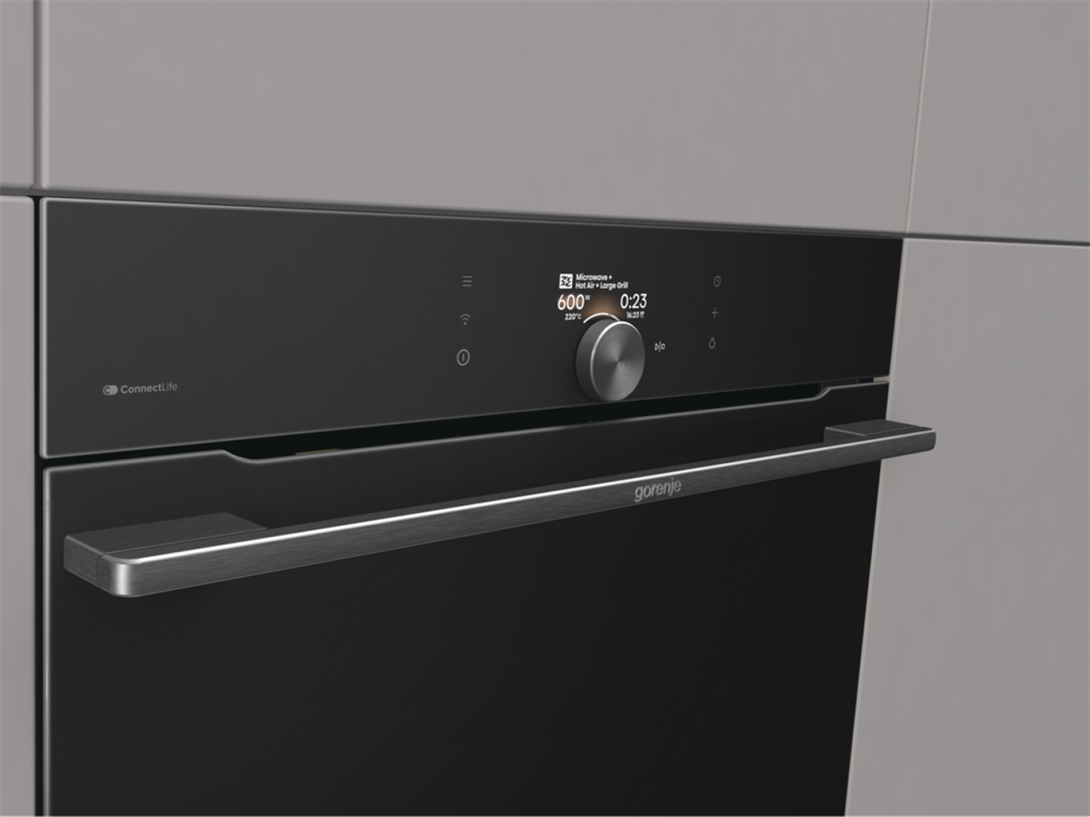 Gorenje BCM4058B fekete, beépíthető, sütőtér: 50L, grill, légkeverés, mikró kombinált sütő