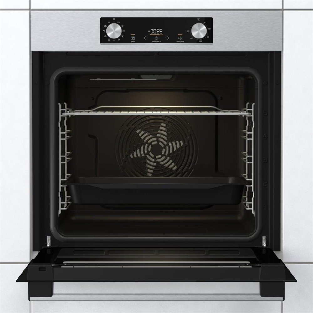Gorenje BO6735E02X inox, beépíthető, sütőtér: 77L, grill, légkeverés, hidrolitikus, sütő