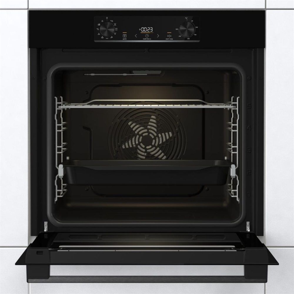 Gorenje BO6735E05B fekete, beépíthető, sütőtér: 77L, grill, légkeverés, hidrolitikus, sütő