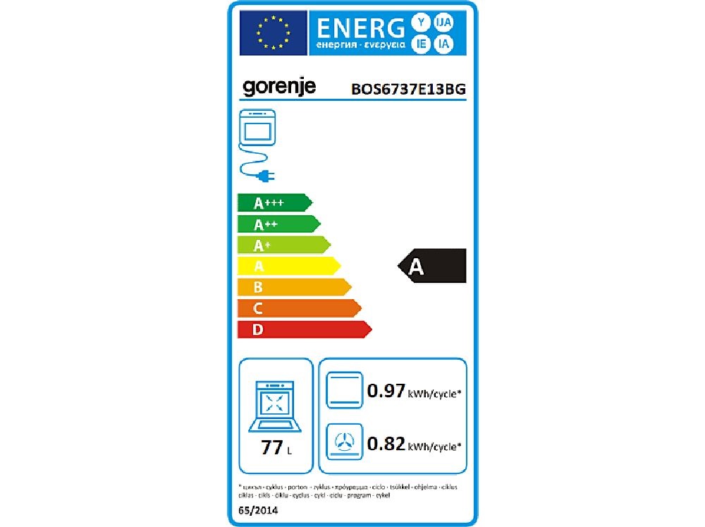 Gorenje BOS6737E13BG fekete, beépíthető, sütőtér: 77L, grill, légkeverés, hidrolitikus, sütő
