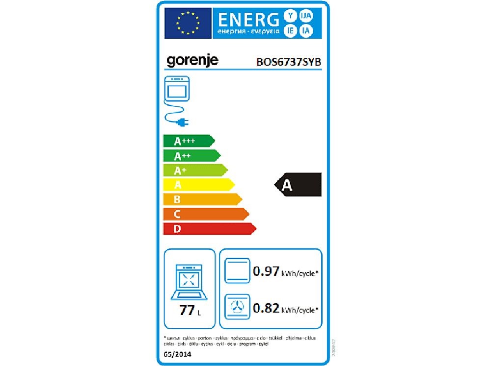 Gorenje BOS6737SYB fekete, beépíthető, sütőtér: 77L, sütő