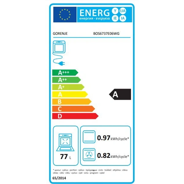 Gorenje BOS6737SYW fehér, beépíthető, sütőtér:77L, grill, légkeveréses, sütő