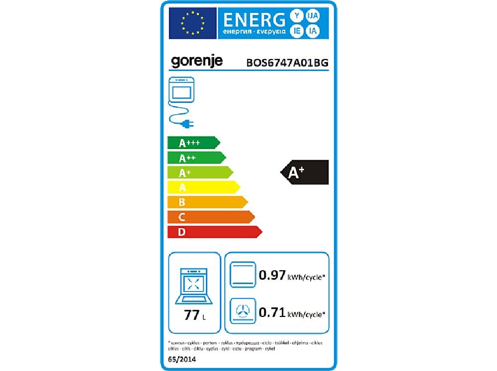 Gorenje BOS6747A01BG fekete, beépíthető, sütőtér: 77L, grill, légkeverés, hidrolitikus, sütő