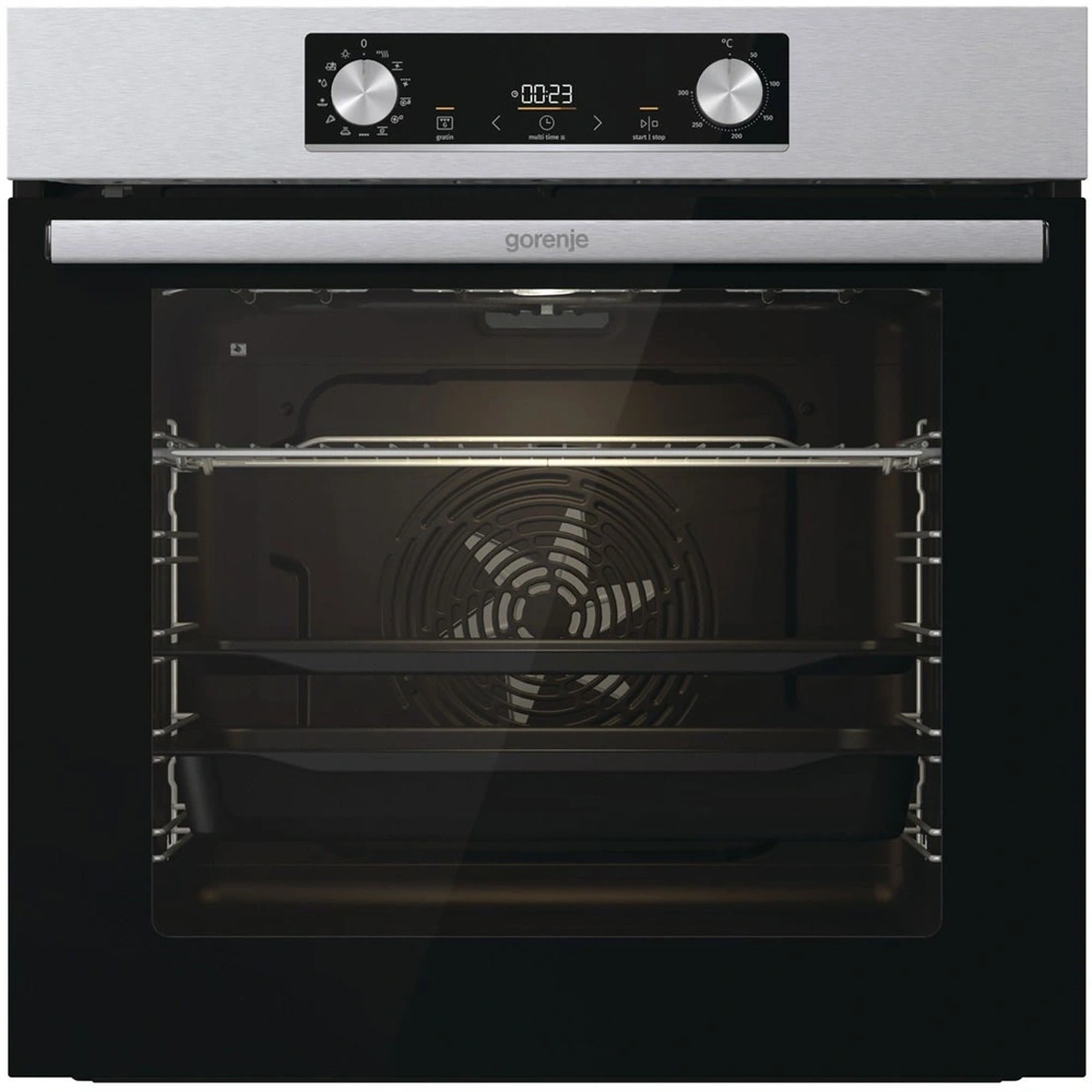 Gorenje BPS6737E03X inox-fekete, beépíthető, sütőtér:77L, grill, légkeveréses, sütő