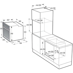 Gorenje BPS6737E03X inox-fekete, beépíthető, sütőtér:77L, grill, légkeveréses, sütő
